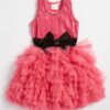 Ooh la la Couture Wow Dream Dress (Hot Pink) 3 Ooh la la Couture Wow Dream Dress. Gorgeous sequin tank top bodice with jersey racer back, tiered tulle skirt and contrasting bow from Silhouette London, girls party dress specialists in London