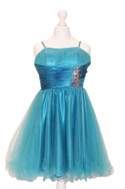 'Pre- Loved' Gino Cerruti Dress. Satin waistband, satin spaghetti straps and stunning crystal embellishment from SIlhouette London, Prom dress specialists London