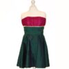 Pre Loved' Love Story Strapless Taffeta dress 2 Love Story Strapless Taffeta dress. Taffeta dress with tulle ruched strapless bodice in a stunning fuschia with diamante detail with a midnight green taffeta skater body and skirt from Silhouette London, Girls Dress specialist in London