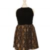 'Pre-Loved' Little Mistress Dress 4 'Pre-Loved' Little Mistress Dress in Black and Gold. Fabulous Little Mistress party dress with black blouson top and skater black and gold skirt from Silhouette London, Party dress specialists London