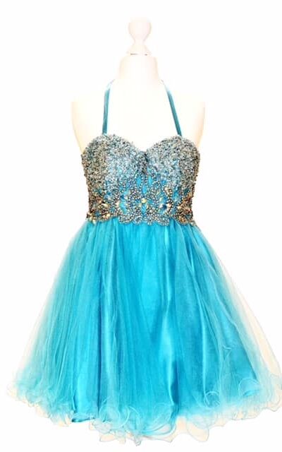 Pre-Loved' Alyce Paris Prom Dress. Stunning crystal embellishment adorns this strapless tulle bodice from Silhouette London, Prom Dress specialists in London.