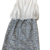 'Pre-Loved' TFNC Chiffon Dress 5 'Pre-Loved' TFNC Cream and Silver Dress from Silhouette London, Girls party dress specialists.