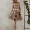 Christina Wu Dress Style 22707 5 Young teenage girl wearing a Christina Wu Dress Style 22707 in Rose Gold. Strapless Sequin Party/Bridesmaid dress with straight bodice from Prom Dress Boutique Silhouette London