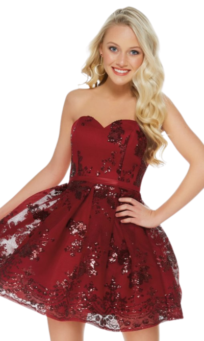 Alyce Paris short prom dress style 2650 in Burgundy