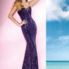 Alyce Paris Dress Style 35627 4 Young woman wearing an Alyce Paris Long Prom Dress Style 35627 in purple sequins from Silhouette London a Prom Dress Specialist Boutique in Greater London