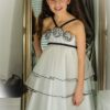 Tulle Floral Dress Style 304 (White/Black) 10 Young Girl wearing Multi Tulle Floral Style 304 in White/Black from Silhouette London a Girls Party Dress Boutique in Greater London