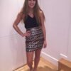 AX Paris Chiffon & Sequin Dress 3 Teenage Girl wearing AX Paris Black Chiffon top and stunning aztec design sequin bodycon skirt from Silhouette London, a Party Dress Boutique in London.
