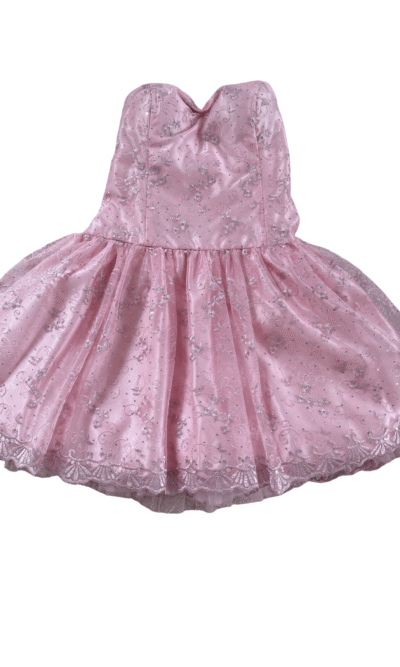 Pre-Loved Jessica Mclintock Pink and Silver Strapless Dress - Orlina