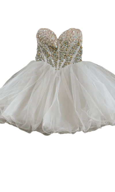 'Pre- Loved' Sherri Hill Ivory Prom Dress, from Silhouette London, Girls Party Dress specialist in London