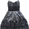 Pre-Loved B-Darlin Grey Party Dress UK 6 3 Pre-Loved Grey and Black Taffeta Party Dress by B Darlin on a white background available from Silhouette London, a teen fashion boutique in Greater London