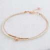 Rose Gold & Cream Beaded Anklet 2 Lisa Angel - Rose Gold and Cream Beaded Anklet from Silhouette London