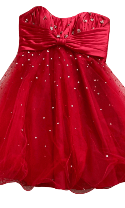 Pre-Loved Mori Lee Red Satin and Tulle Prom Dress
