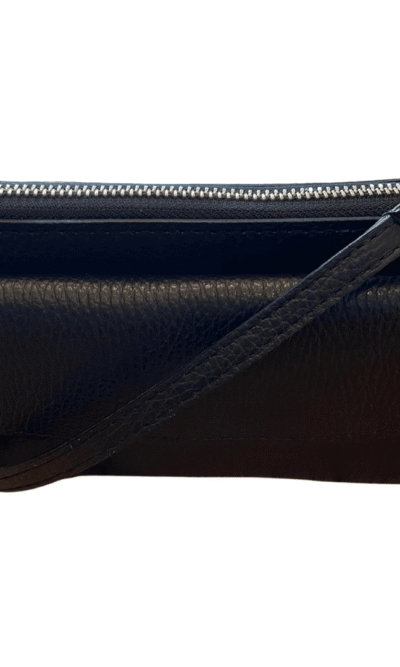 Mobile Phone Black Leather Crossbody Bag