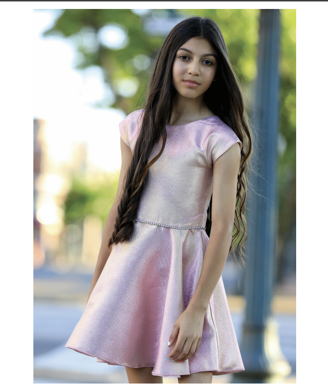 Dolls and Divas Reeve Dress in Pink/Gold 1 Dolls and Divas Couture Reeve Dress in Pink/Gold Shimmer