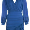 Royal Blue Chiffon Ruched Dress 4 Ruched Chiffon Party Dress in Royal Blue with Sleeves