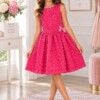 Pre-Loved David Charles Hot Pink Rosette Dress 2 Pre-Loved David Charles Rosette Party Dress in Hot Pink with Bow