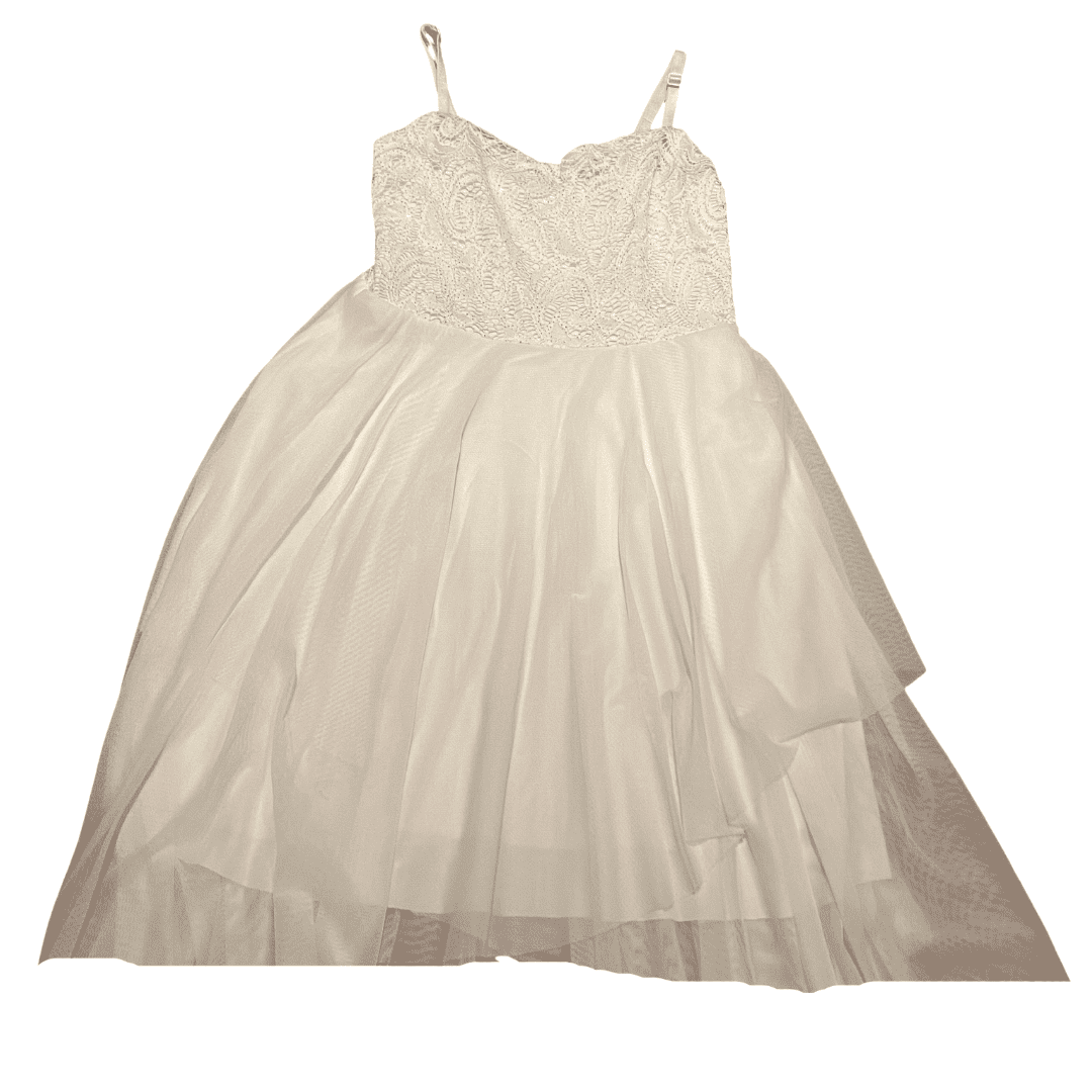 Pre-Loved Cream Floaty Party Dress 2 Pre-Loved Cream lace and tulle flower girl dress