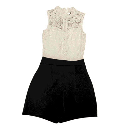 Pre-Loved Ivory Lace and Black Playsuit