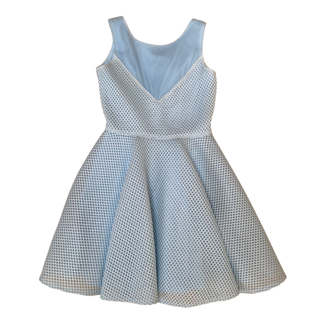 Pre-Loved David Charles Blue Open Mesh Dress 2 Pre- Loved David Charles Mesh Skater Dress in Light Blue