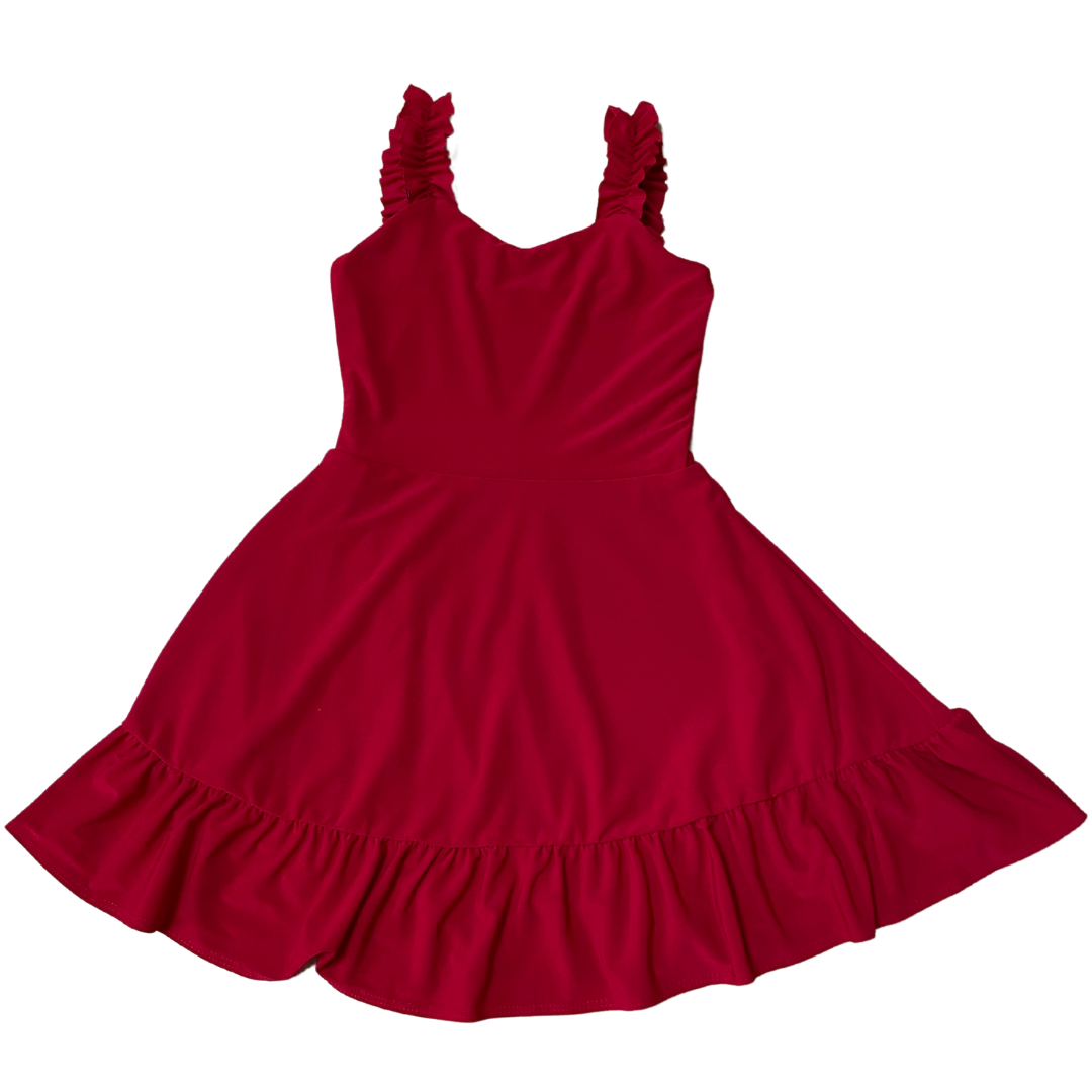 Cheryl Kids Ruffle Skater Dress 1 Cheryl Kids Red Frill Skater Dress