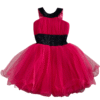 Pre-Loved Hot Pink & Black Tulle Halter Dress 2 Pre-Loved Hot Pink Tulle Party Dress with Halter Neck and Black Sequin Detail