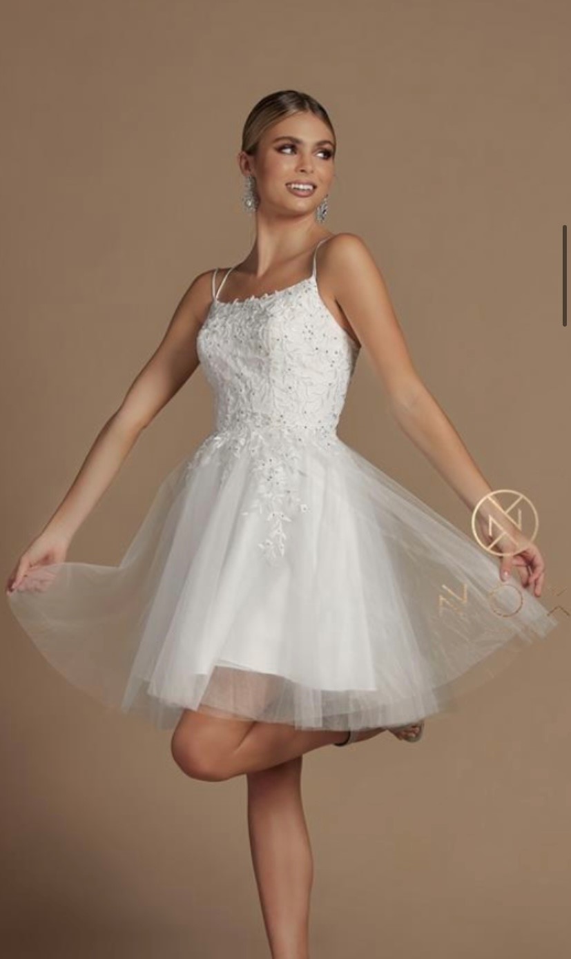 Nox Anabel Party Dress Style T718 5 Nox Anabel Short Prom Dress Style T718 in White