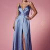 Nox Anabel Style R1029 in Slate Blue 5 Nox Anabel Prom Dress Style r1029 in Slate Blue Satin