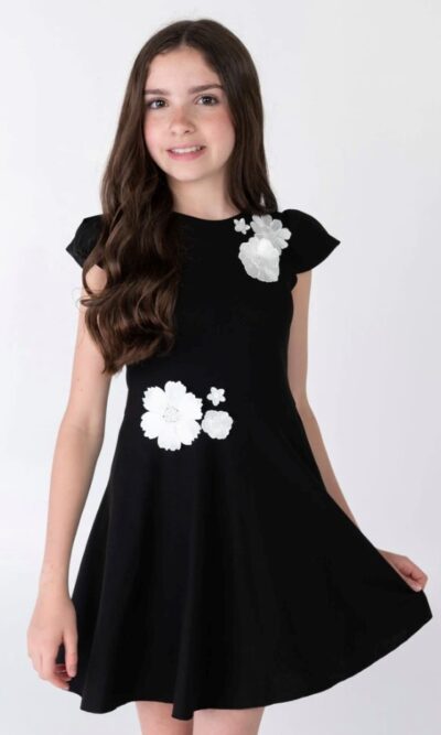 Zoe Ltd Tracy Dress in Black with White Flowers