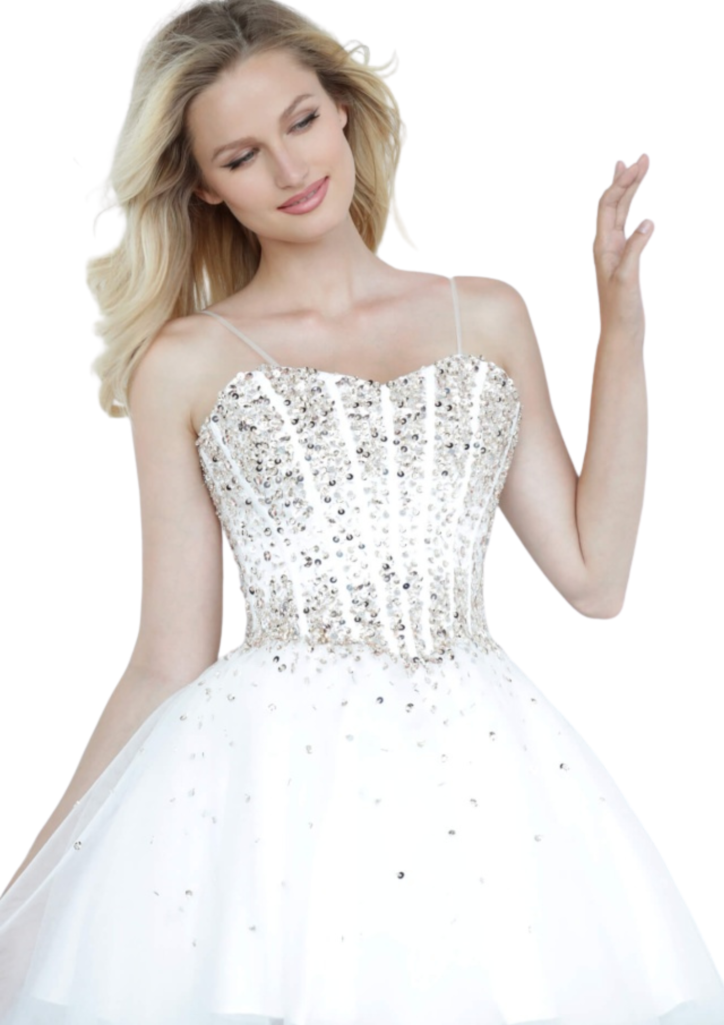 Jovani Girls Prom Dress Style K62533 3 Jovani Short Prom Dress Style K62533 in White
