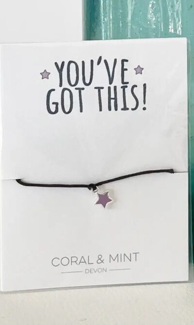 Coral & Mint Friendship Bracelet with Purple Star - You've Got This