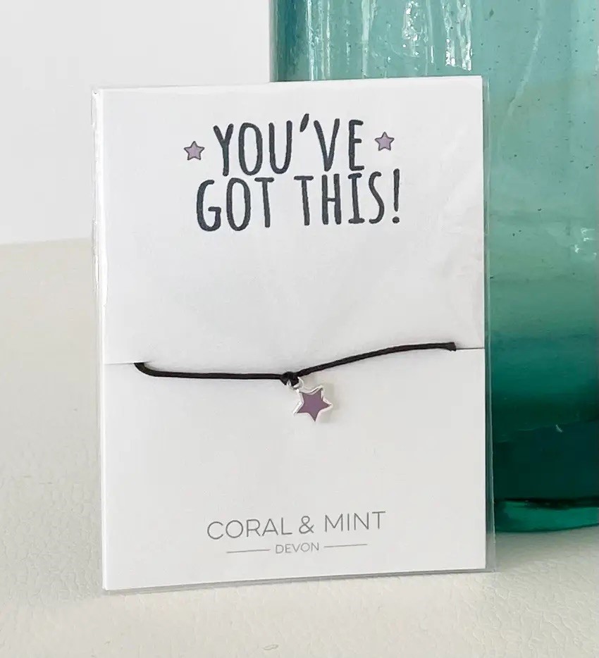 Friendship Bracelets 1 Coral & Mint Friendship Bracelet with Purple Star - You've Got This