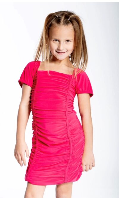 Cheryl Kids Amelia Bodycon Dress in Hot Pink
