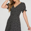 Short Sleeve Ditsy Daisy Print Dress 2 Black and White Short Sleeve Ditsy Daisy Print Dress