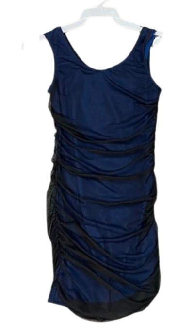 Cheryl Kids Black/Cobalt Jersey and Mesh Bodycon Party Dress