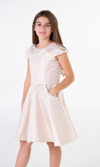 Zoe Ltd Judith Dress in Rose Gold Shimmer Jacquard