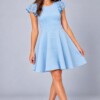 Ava & Yelly Lace Sleeve Skater 6 Light Blue Ruffle Lace Sleeve Skater Dress on Model