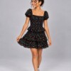 Cheryl Kids Amber Dress 4 Cheryl Kids Amber Party Dress in Black Floral on Model