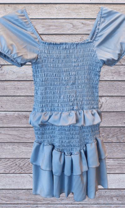 Cheryl Kids Amber Dress in Light Blue Satin