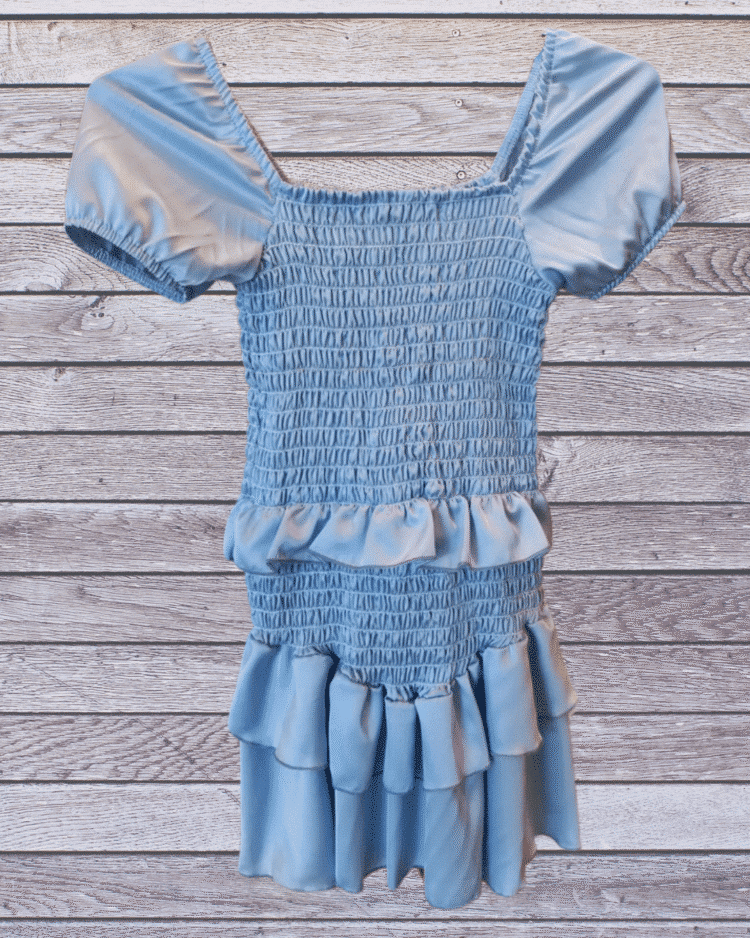Cheryl Kids Amber Dress 1 Cheryl Kids Amber Dress in Light Blue Satin