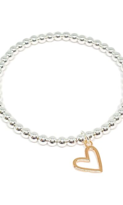 Coco open heart beaded bracelet with Rose Gold heart