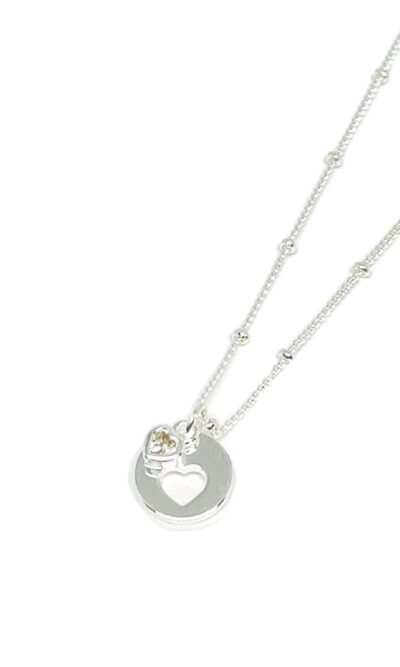 Double Heart Nikita Necklace in Silver