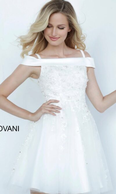 Jovani Girls Party Dress Style K00361 in White lace and tulle
