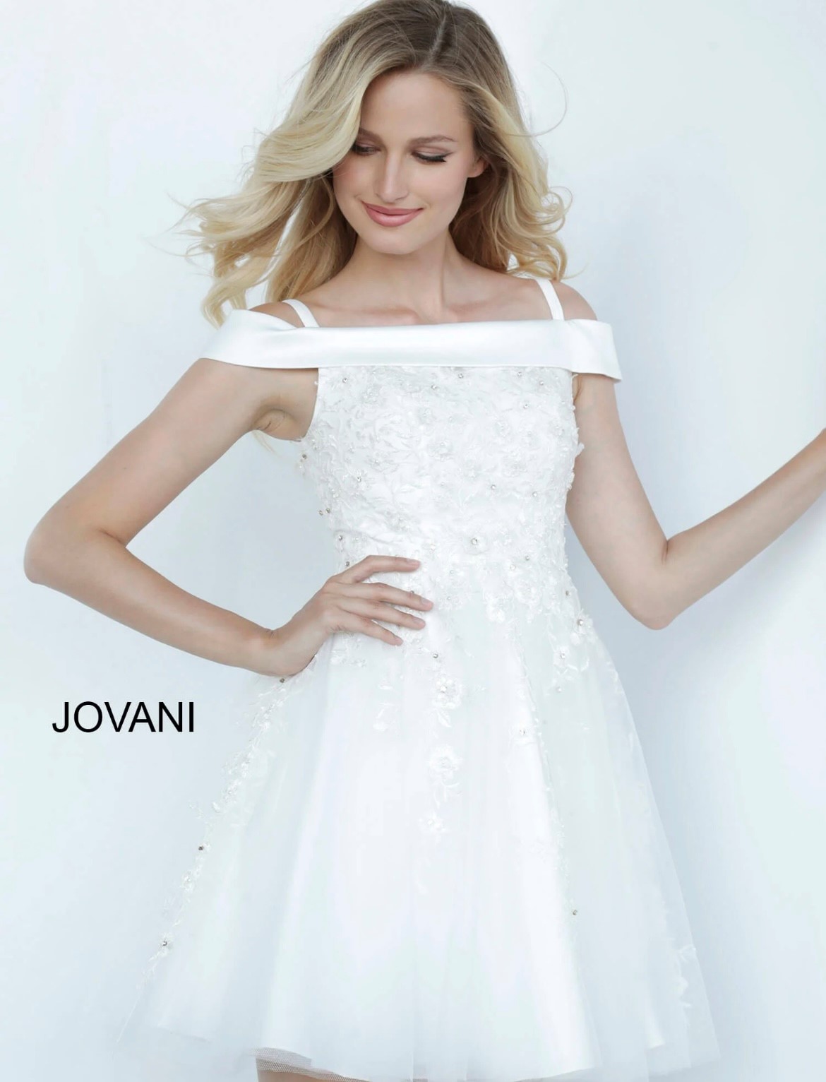 Jovani Girls Prom Dress Style K00361 1 Jovani Girls Party Dress Style K00361 in White lace and tulle