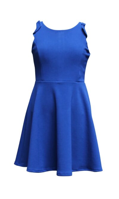 Ava & Yelly Royal Blue Frill Shift Skater Dress
