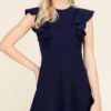 Frill Sleeve Navy Skater Dress 5 Navy Frill Skater Dress