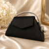 Mascara Collection Black Satin Sparkle Strap Evening Bag 4 Black Satin evening bag with Silver Strap