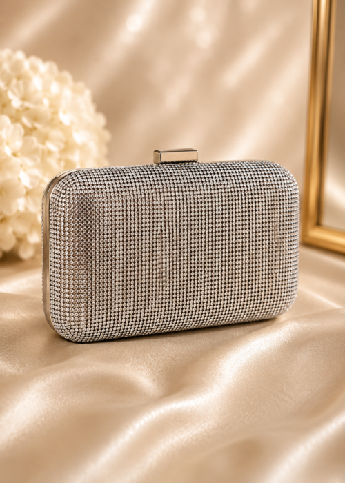 Mascara Collection Silver Diamante Clutch Bag 1 Silver Diamante Clutch Bag