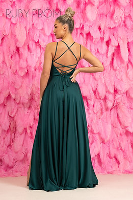 Ruby Prom Freya Prom Dress 3 Ruby Prom Long Prom Freya Dress in Hunter Green Satin Back
