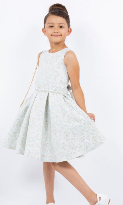 Cinderella Couture Girls Party Dress Style 9164 in Light Blue Jacquard