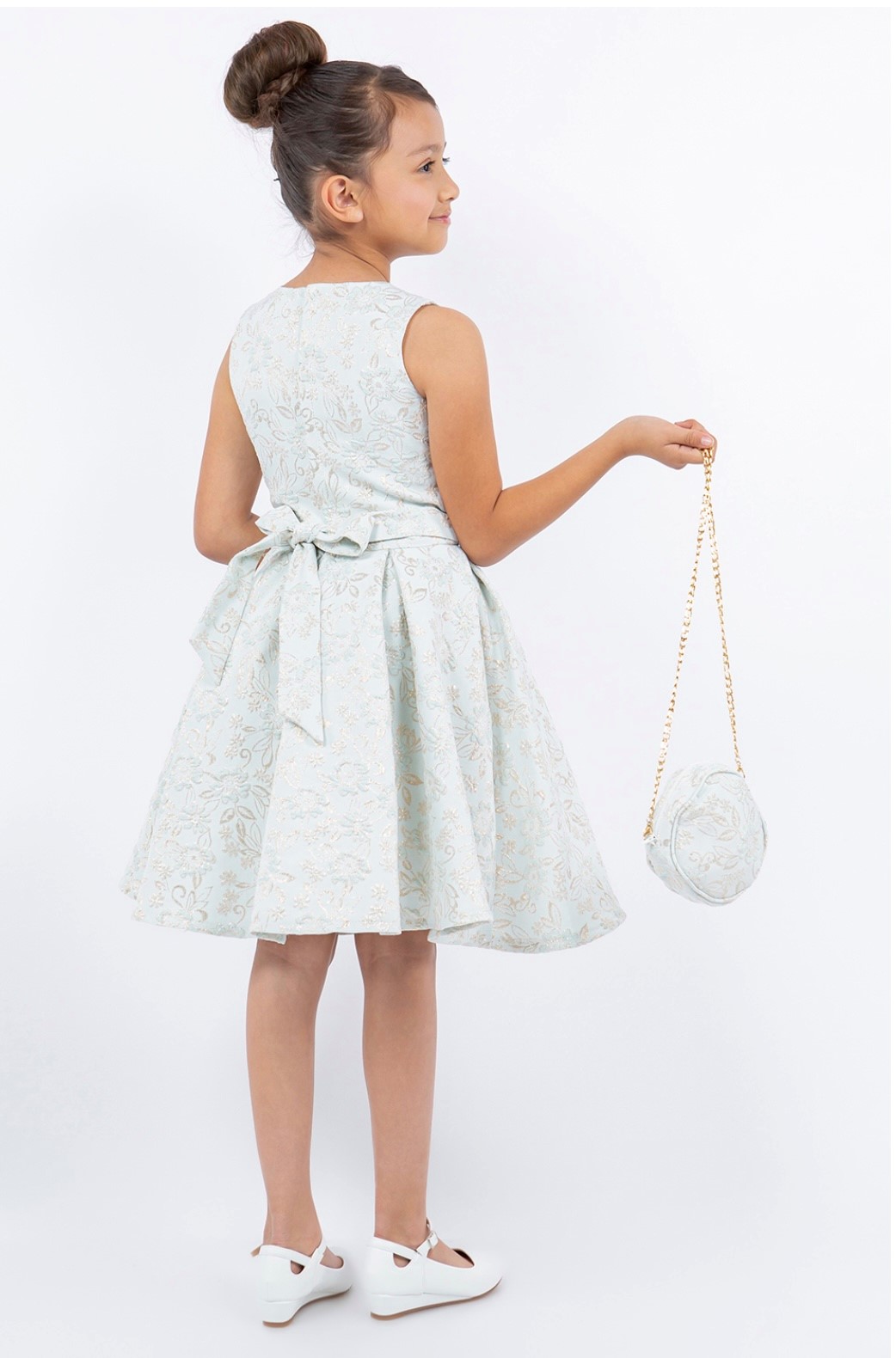 Cinderella Couture Dress Style 9164 5 Cinderella Couture Girls Party Dress Style 9164 in Light Blue Jacquard Back